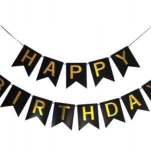 Baner czarny Happy Birthday