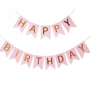 Baner Happy Birthday różowy
