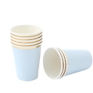 Kubeczki papierowe niebieskie ze złotą obwódką, 6szt