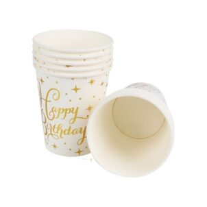 Kubeczki papierowe napis Happy Birthday 6szt