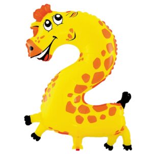 Balon foliowy cyfra 2 zwierzaki 16 cali