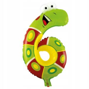 Balon foliowy cyfra 6 zwierzaki 16 cali