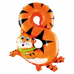 Balon foliowy cyfra 8 zwierzaki 16 cali