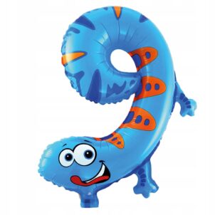 Balon foliowy cyfra 9 zwierzaki 16 cali