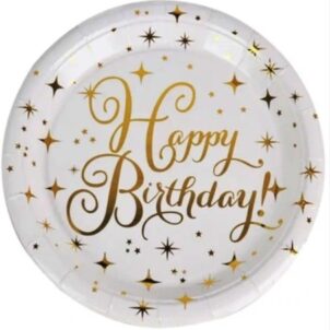 Talerzyki papierowe Happy Birthday 7cali 6szt