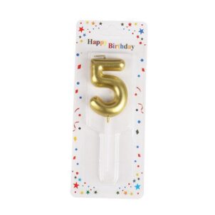 Świeczka cyfra 5 , złota