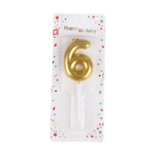 Świeczka cyfra 6 , złota