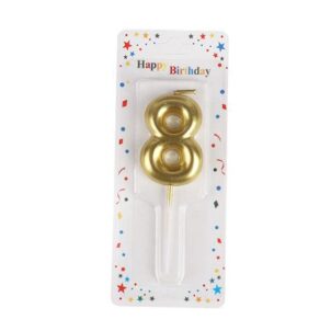 Świeczka cyfra 8 , złota
