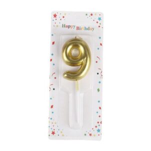 Świeczka cyfra 9 , złota