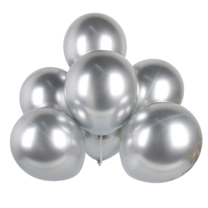 Balon lateksowy 100szt srebrny chrom 10 cali