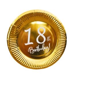 Talerzyki papierowe złote na 18 urodziny, 7cali 6szt