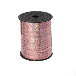 Wstążka plastikowa rose gold holograficzna 225m