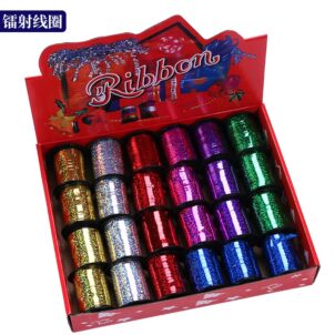 Wstążka plastikowa holograficzna mix kolor 10m, 24szt