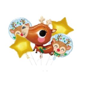 Balon foliowy Merry Christams Święta Jelonek 5szt