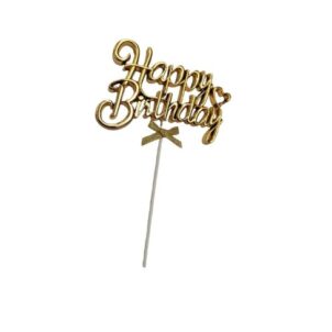 Topper na tort Happy Birthday złoty