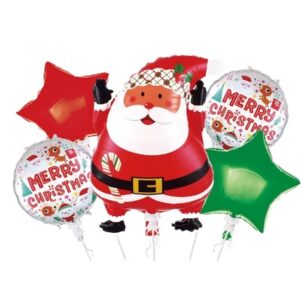 Balon foliowy Merry Christams Święta Mikołaj 5szt