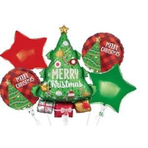 Balon foliowy Merry Christams Święta Choinka 5szt