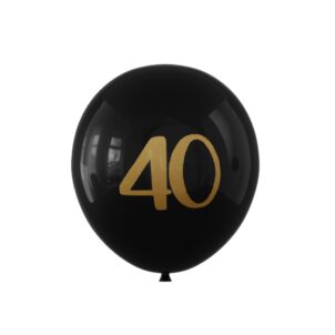 Balon lateksowy czarny z napisem 40, 12cali 100szt