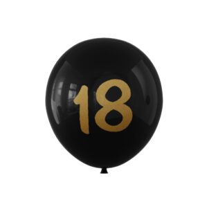 Balon lateksowy czarny z napisem 18, 12cali 100szt