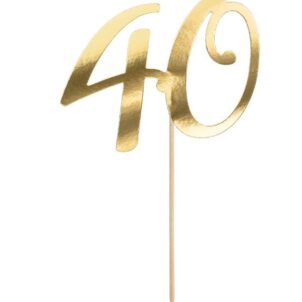 Topper na tort 40 urodziny , złoty