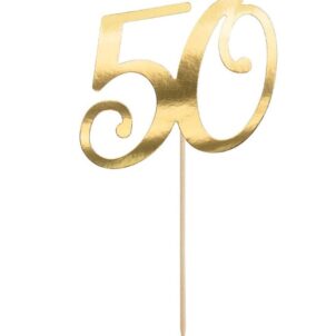 Topper na tort 50 urodziny , złoty