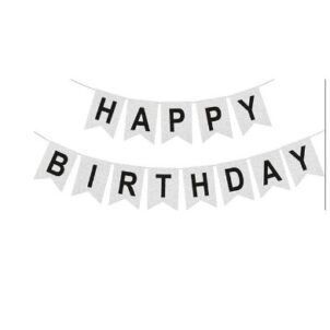 Baner srebrny Happy Birthday