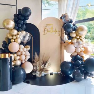 Girlanda balononowa zestaw balonów granatowo złoty 124szt