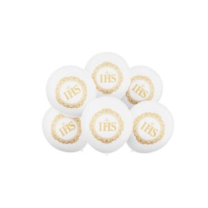 Balon lateksowy 6szt IHS Komunia Święta 12cali
