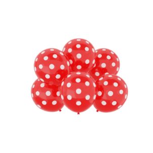 Balon lateksowy czerwony w kropki , 12 cali 6szt