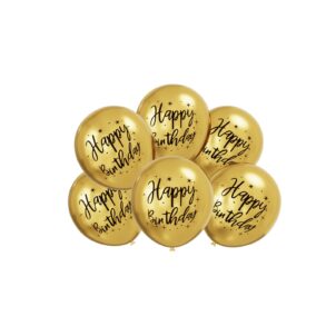 Balon lateksowy 6szt Happy Birthday 12cali chrom złoty