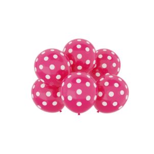 Balon lateksowy fuksja w kropki , 12 cali 6szt