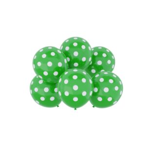 Balon lateksowy zielony w kropki , 12 cali 6szt