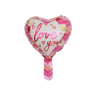 Balon foliowy serce 10cali różowe 20szt + patyczki Walentynki