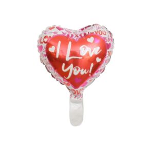 Balon foliowy serce 10cali czerwone 20szt + patyczki Walentynki