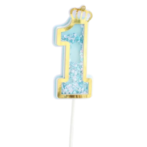 Topper na tort cyfra 1 niebieska, roczek