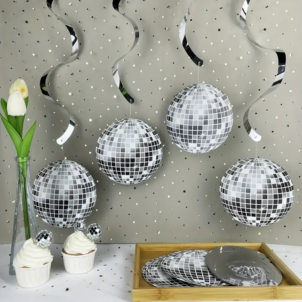 Świderek girlanda 80cm kula disco 6szt