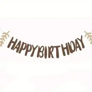 Baner Happy Birthday brązowy boho