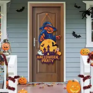 Naklejka baner na drzwi Halloween Dynia