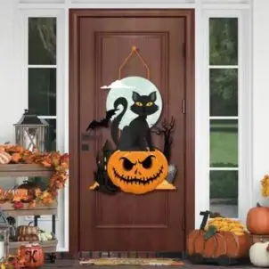 Naklejka na drzwi Halloween Kot