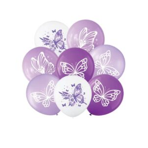 Balon lateksowy Motyl Motyle fioletowe, 12 cali 8szt
