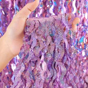 Kurtyna imprezowa paskowa różówa , holograficzna fala 100x200cm