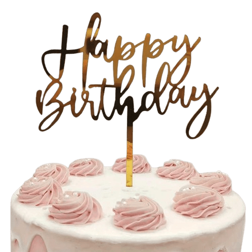 Topper na tort Happy Birthday złoty