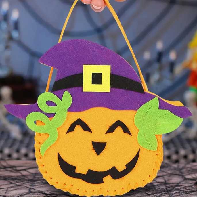 Torebka na cukierki filcowa Halloween Dynia