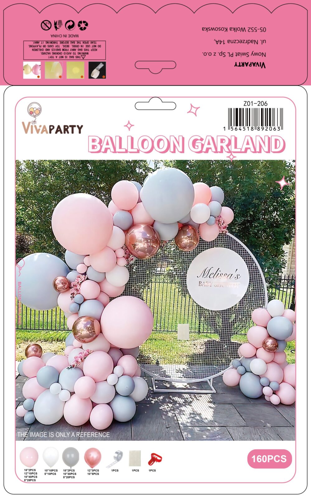 Girlanda balony pudrowy róż - obrazek 2