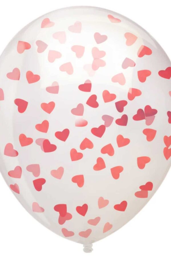 Balony lateksowe 12 cali 100szt z konfetti serca czerwone
