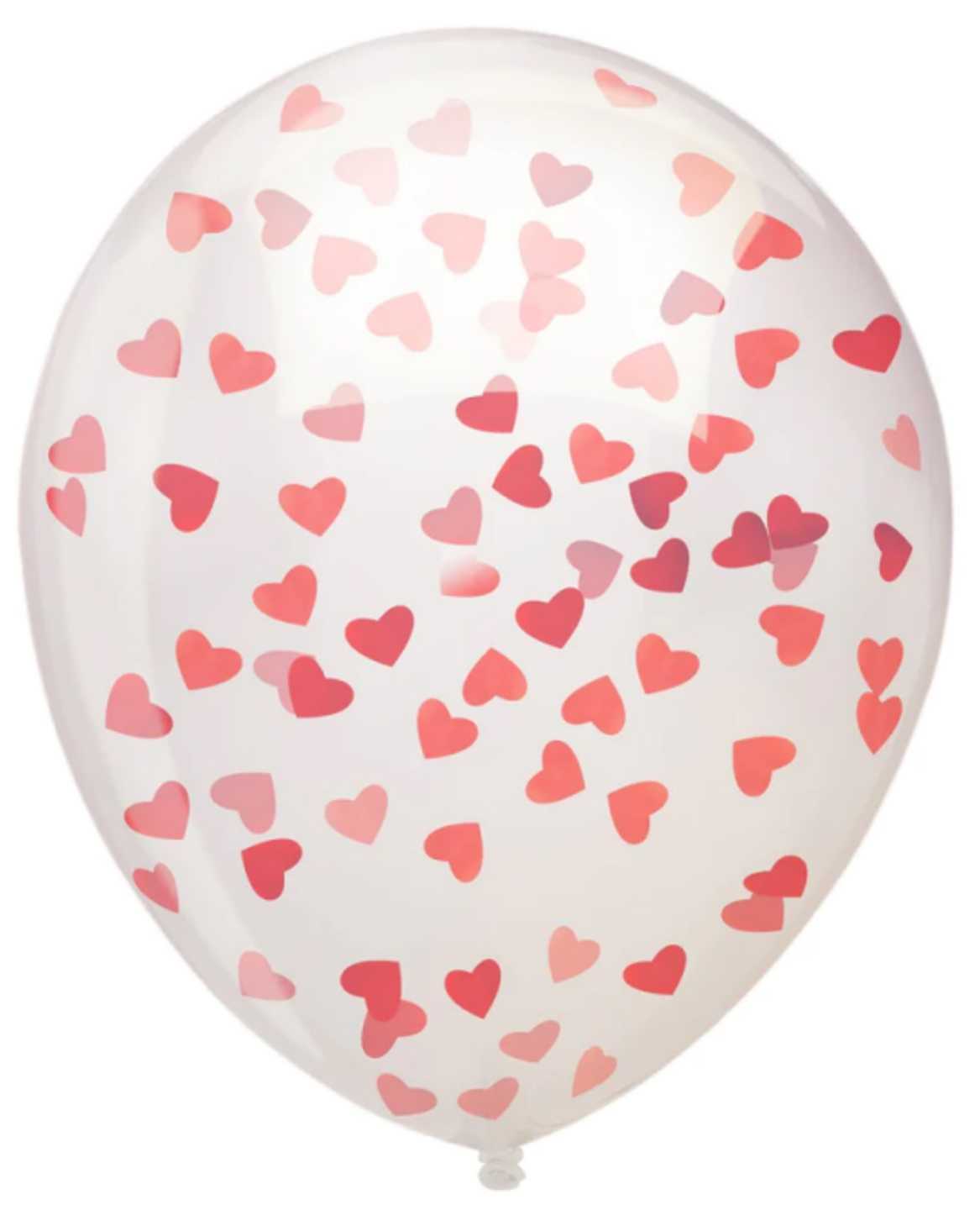 Balony lateksowe 12 cali 100szt z konfetti serca czerwone