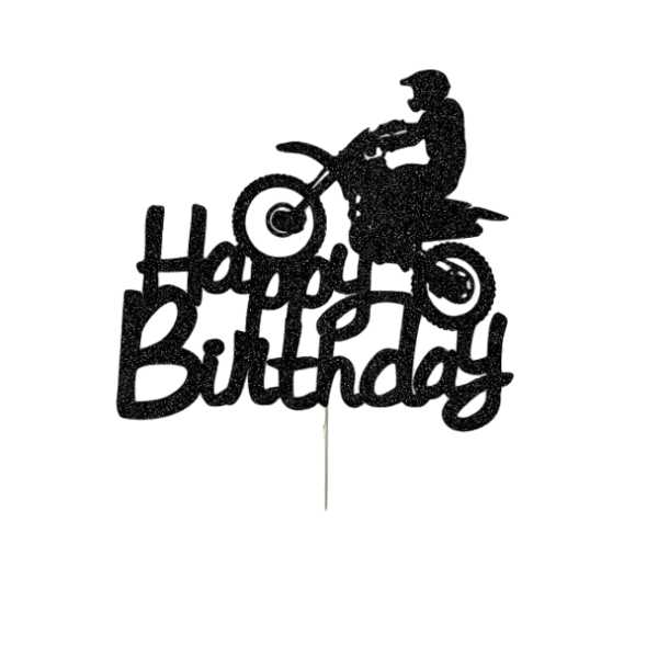 Topper na ciasto, tort Happy Birthday Motor, błyszczący