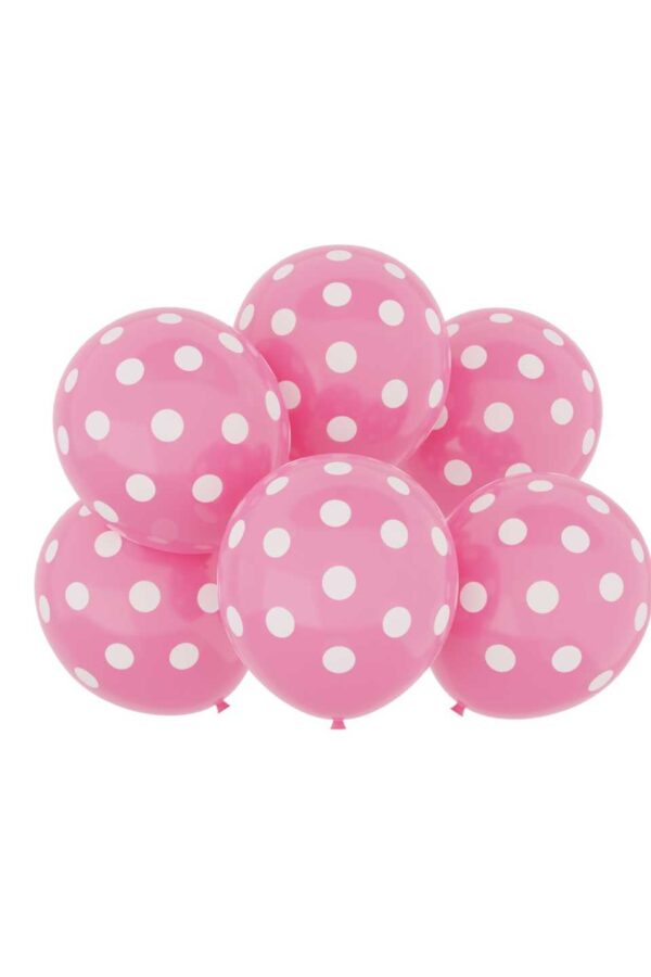 Balon lateksowy jasny różowy w kropki , 12 cali 100szt