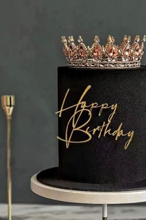 Topper na tort Happy Birthday  złoty