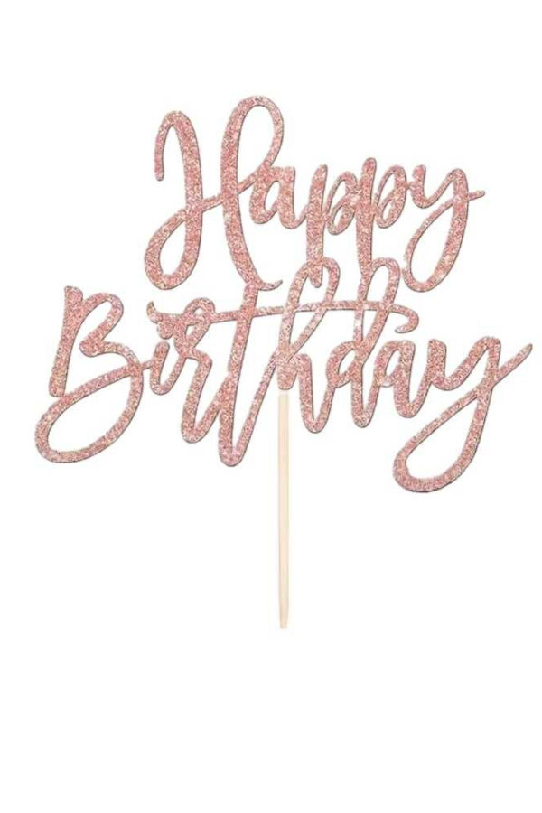 Topper na ciasto, tort Happy Birthday błyszczący